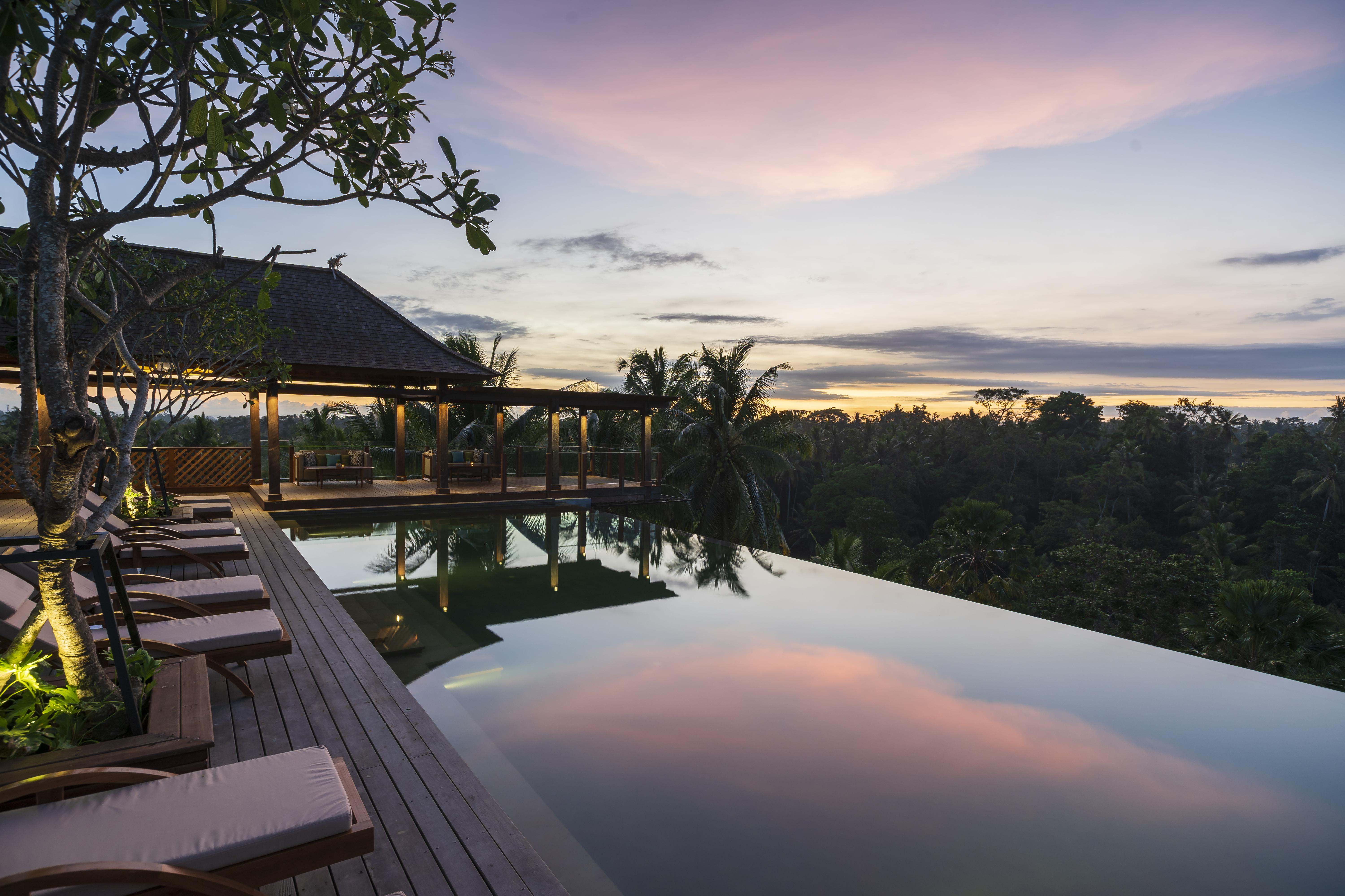 Hotel Adiwana Bisma Ubud Esterno foto The view from the pool at Alila Ubud