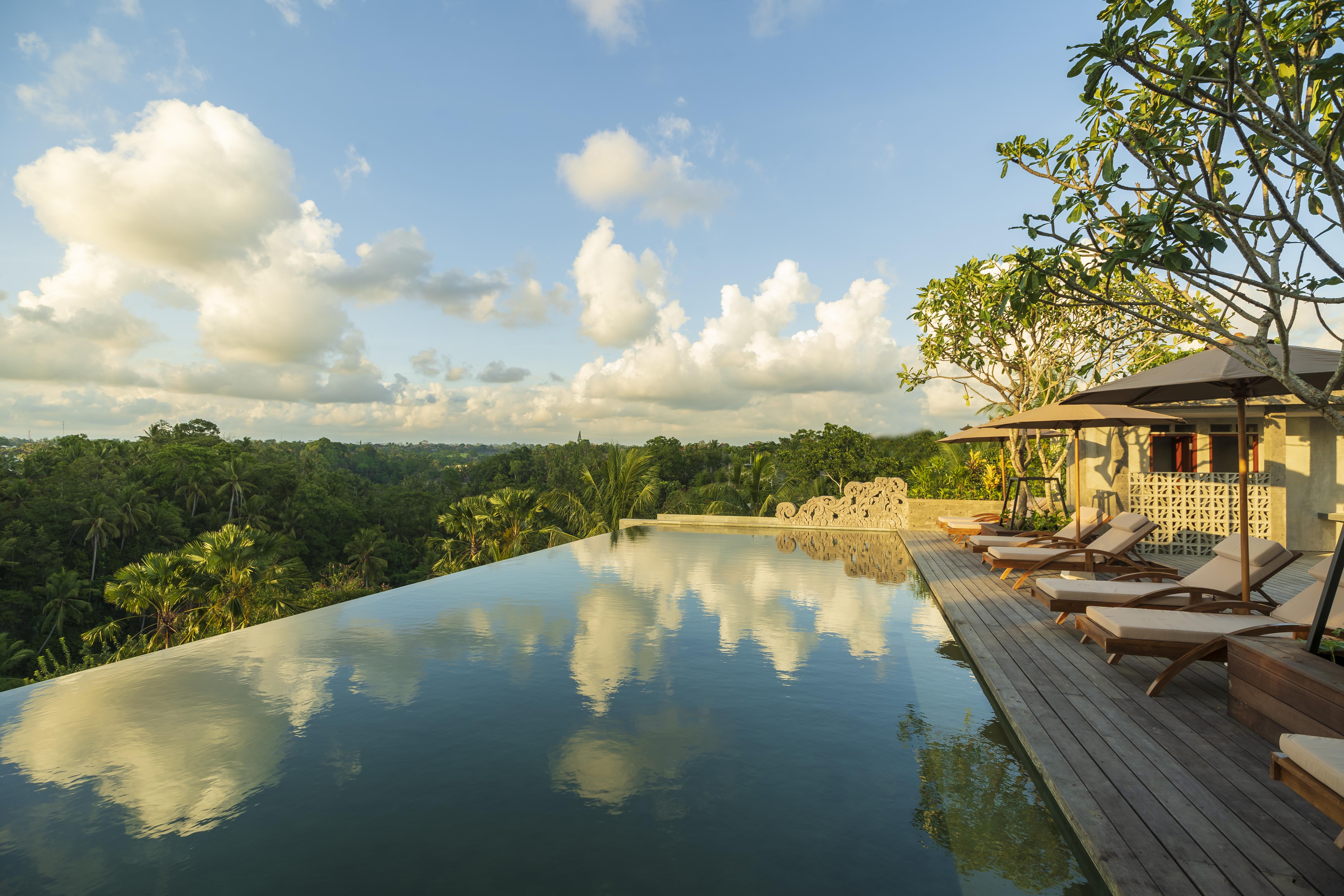 Hotel Adiwana Bisma Ubud Esterno foto The view from the pool at Alila Ubud